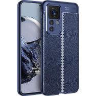 Microsonic Xiaomi Mi 12T Pro Deri Dokulu Silikon Lacivert Kılıf