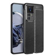 Microsonic Xiaomi Mi 12T Pro Deri Dokulu Silikon Siyah Kılıf