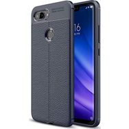 Microsonic Xiaomi Mi 8 Lite Deri Dokulu Silikon Lacivert Kılıf