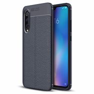 Microsonic Xiaomi Mi 9 Deri Dokulu Lacivert Silikon Kılıf