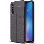 Microsonic Xiaomi Mi 9 Deri Dokulu Siyah Silikon Kılıf