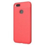 Microsonic Xiaomi Mi A1 Deri Dokulu Silikon Kırmızı Cep Telefonu Kılıfı