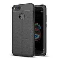 Microsonic Xiaomi Mi A1 Deri Dokulu Silikon Siyah Cep Telefonu Kılıfı