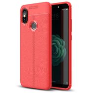 Microsonic Xiaomi Mi A2 Deri Dokulu Silikon Kırmızı Kılıf