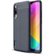 Microsonic Xiaomi Mi A3 Deri Dokulu Silikon Lacivert Cep Telefonu Kılıfı