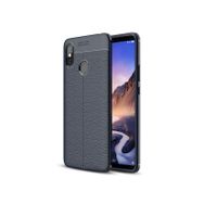 Microsonic Xiaomi Mi Max 3 Deri Dokulu Silikon Lacivert Kılıf