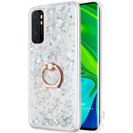 Microsonic Xiaomi Mi Note 10 Lite Glitter Liquid Holder Gümüş Cep Telefonu Kılıfı