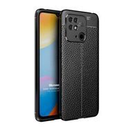 Microsonic Xiaomi Poco C40 Deri Dokulu Silikon Siyah Siyah Kılıf