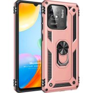 Microsonic Xiaomi Poco C40 Military Ring Holder Rose Gold Cep Telefonu Kılıfı