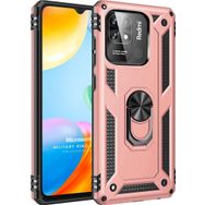 Microsonic Xiaomi Poco C40 Military Ring Holder Rose Gold Kılıf