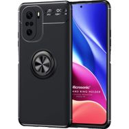 Microsonic Xiaomi Poco F3 Kickstand Ring Holder Siyah Kılıf