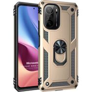 Microsonic Xiaomi Poco F3 Military Ring Holder Gold Kılıf