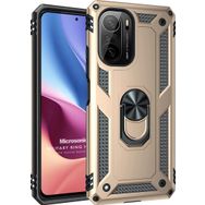 Microsonic Xiaomi Poco F3 Military Ring Holder Gold Kılıf