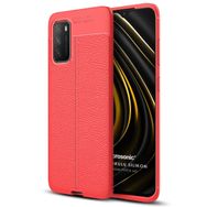 Microsonic Xiaomi Poco M3 Deri Dokulu Silikon Kırmızı Kılıf