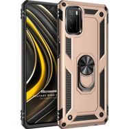 Microsonic Xiaomi Poco M3 Military Ring Holder Gold Kılıf