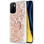 Microsonic Xiaomi Poco M3 Pro Glitter Liquid Holder Gold Kılıf