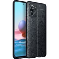 Microsonic Xiaomi Poco M5S Deri Dokulu Silikon Siyah Kılıf