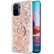 Microsonic Xiaomi Poco M5s Glitter Liquid Holder Gold Kılıf