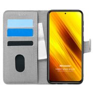 Microsonic Xiaomi Poco X3 NFC Fabric Book Wallet Gri Cep Telefonu Kılıfı