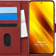 Microsonic Xiaomi Poco X3 NFC Fabric Book Wallet Kırmızı Cep Telefonu Kılıfı