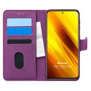 Microsonic Xiaomi Poco X3 NFC Fabric Book Wallet Mor Cep Telefonu Kılıfı