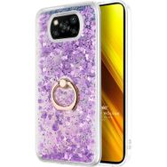 Microsonic Xiaomi Poco X3 NFC Glitter Liquid Holder Mor Cep Telefonu Kılıfı