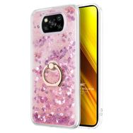 Microsonic Xiaomi Poco X3 NFC Glitter Liquid Holder Pembe Cep Telefonu Kılıfı