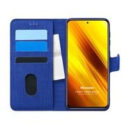 Microsonic Xiaomi Poco X3 Pro Fabric Book Wallet Lacivert Cep Telefonu Kılıfı
