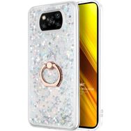 Microsonic Xiaomi Poco X3 Pro Glitter Liquid Holder Gümüş Cep Telefonu Kılıfı