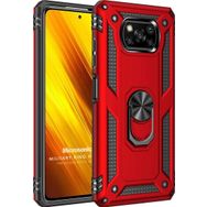 Microsonic Xiaomi Poco X3 Pro Military Ring Holder Kırmızı Kılıf