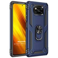 Microsonic Xiaomi Poco X3 Pro Military Ring Holder Lacivert Kılıf