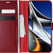 Microsonic Xiaomi Poco X4 Pro 5G Delux Leather Wallet Kırmızı Cep Telefonu Kılıfı