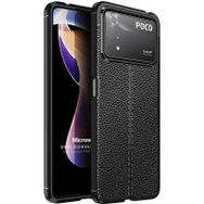 Microsonic Xiaomi Poco X4 Pro 5G Deri Dokulu Silikon Siyah Kılıf