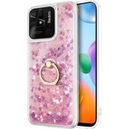 Microsonic Xiaomi Redmi 10C Glitter Liquid Holder Pembe Kılıf