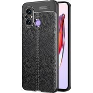 Microsonic Xiaomi Redmi 12C Deri Dokulu Silikon Siyah Kılıf