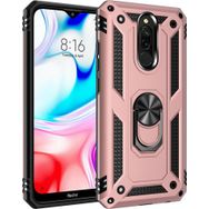 Microsonic Xiaomi Redmi 8 Military Ring Holder Rose Gold Kılıf