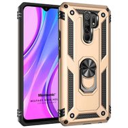 Microsonic Xiaomi Redmi 9 Military Ring Holder Gold Kılıf
