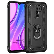 Microsonic Xiaomi Redmi 9 Military Ring Holder Siyah Kılıf