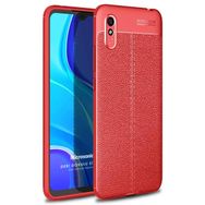 Microsonic Xiaomi Redmi 9A Deri Dokulu Silikon Kırmızı Kılıf