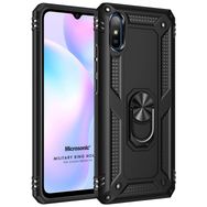 Microsonic Xiaomi Redmi 9A Military Ring Holder Siyah Kılıf