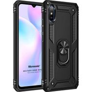 Microsonic Xiaomi Redmi 9A Military Ring Holder Siyah Kılıf