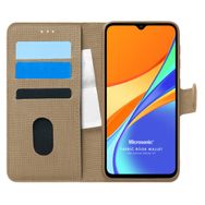 Microsonic Xiaomi Redmi 9C Fabric Book Wallet Gold Kılıf