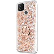 Microsonic Xiaomi Redmi 9C Glitter Liquid Holder Gold Kılıf
