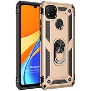 Microsonic Xiaomi Redmi 9C Military Ring Holder Gold Kılıf