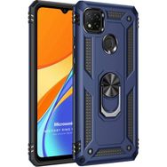 Microsonic Xiaomi Redmi 9C Military Ring Holder Lacivert Kılıf
