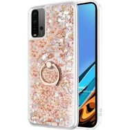 Microsonic Xiaomi Redmi 9T Glitter Liquid Holder Gold Kılıf