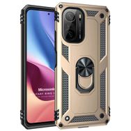 Microsonic Xiaomi Redmi K40 Military Ring Holder Gold Cep Telefonu Kılıfı