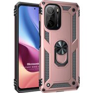 Microsonic Xiaomi Redmi K40 Military Ring Holder Rose Gold Cep Telefonu Kılıfı