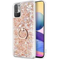 Microsonic Xiaomi Redmi Note 10 5G Glitter Liquid Holder Gold Cep Telefonu Kılıfı