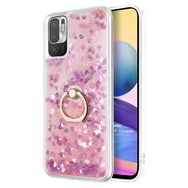 Microsonic Xiaomi Redmi Note 10 5G Glitter Liquid Holder Pembe Cep Telefonu Kılıfı